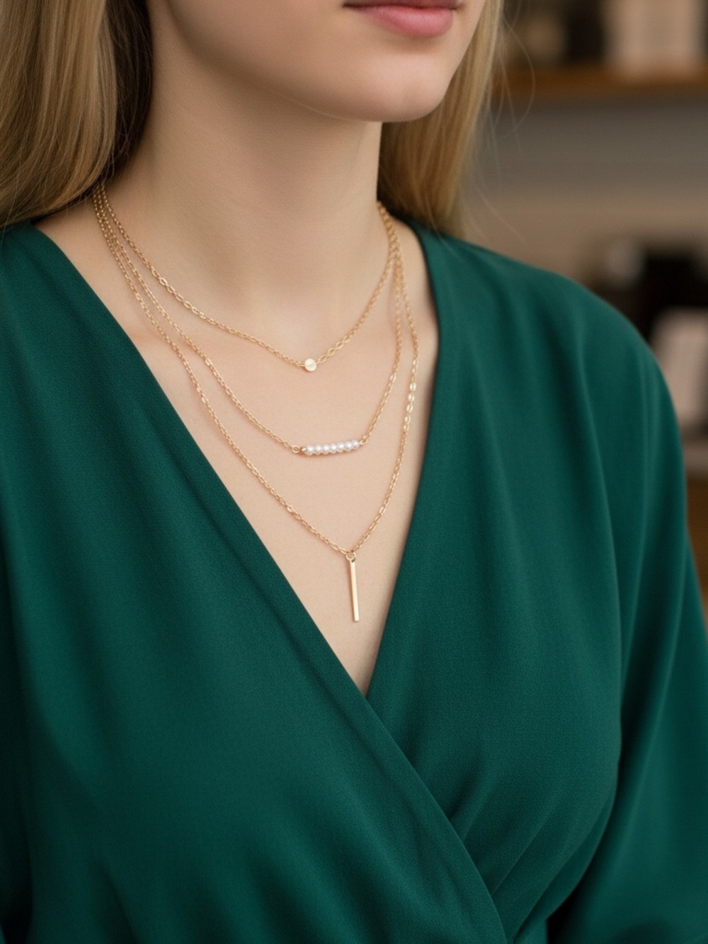 3-Tier Bohemian Indie Layered Pearl Necklace - Picture 4 of 7